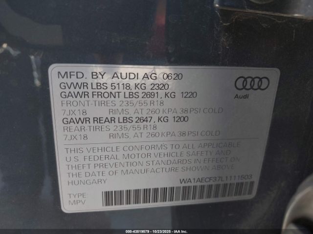 2020 AUDI Q3 WA1AECF37L1111503 Photo 8