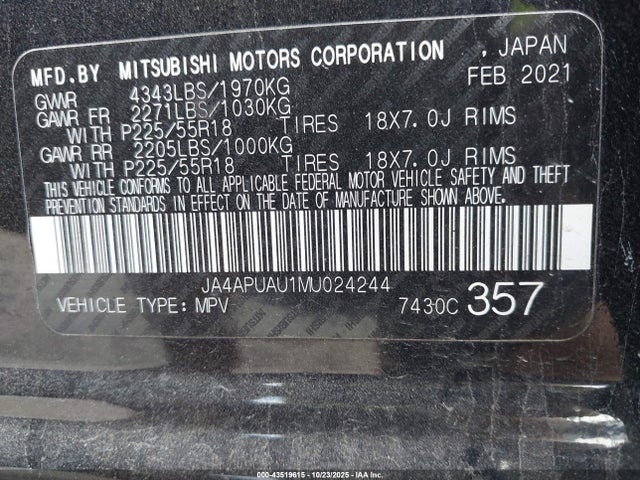 2021 MITSUBISHI OUTLANDER SPORT JA4APUAU1MU024244 Photo 8