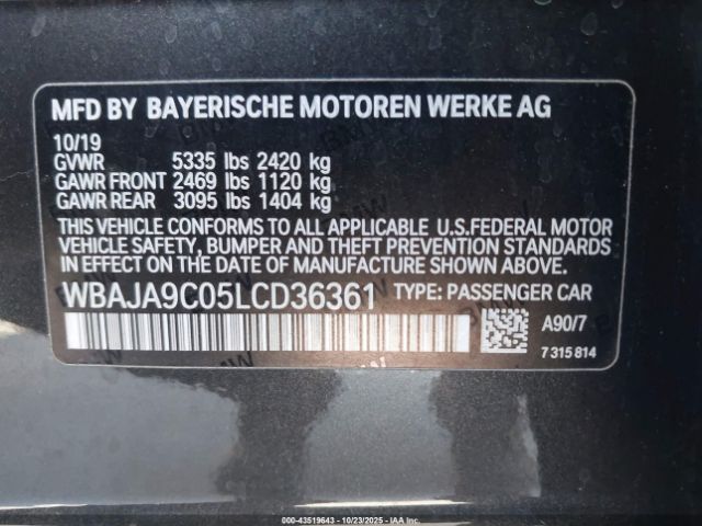 2020 BMW 530E WBAJA9C05LCD36361 Photo 8