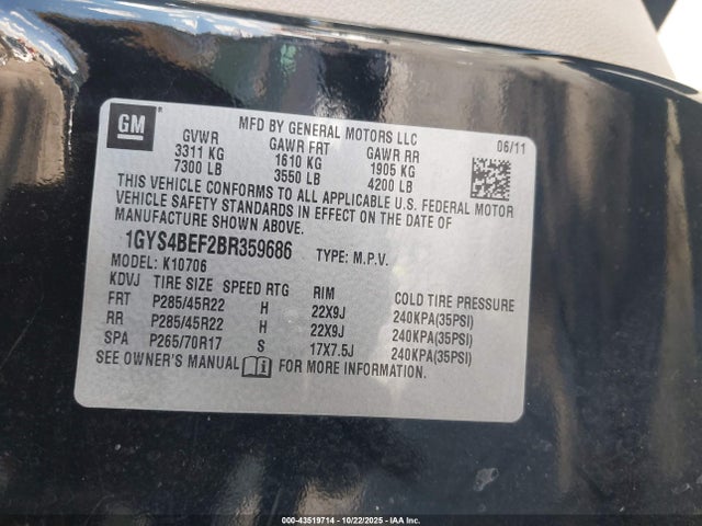 2011 CADILLAC ESCALADE 1GYS4BEF2BR359686 Photo 8