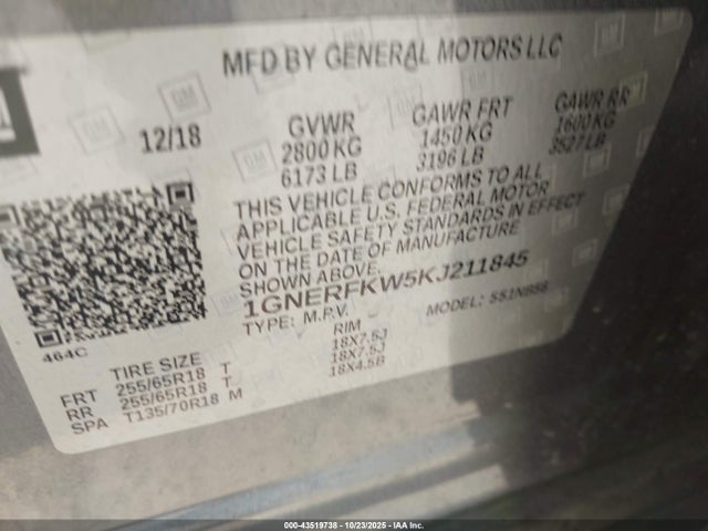 1GNERFKW5KJ211845 Chevrolet Traverse Ls