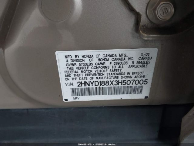 2003 ACURA MDX 2HNYD188X3H507005 Photo 8