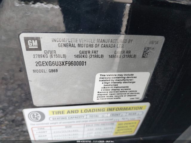 2015 CADILLAC XTS 2GEXG6U3XF9600001 Photo 8