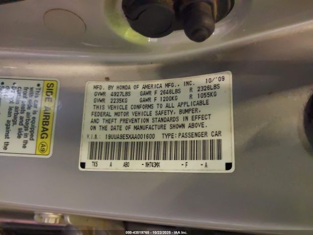 2010 ACURA TL 19UUA9E5XAA001600 Photo 8