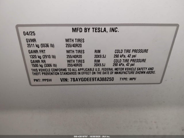 2026 TESLA MODEL Y 7SAYGDEE9TA388250 Photo 8