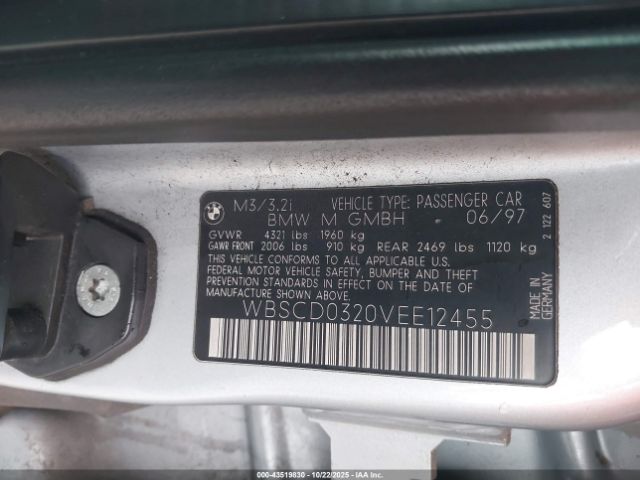 1997 BMW M3 WBSCD0320VEE12455 Photo 8