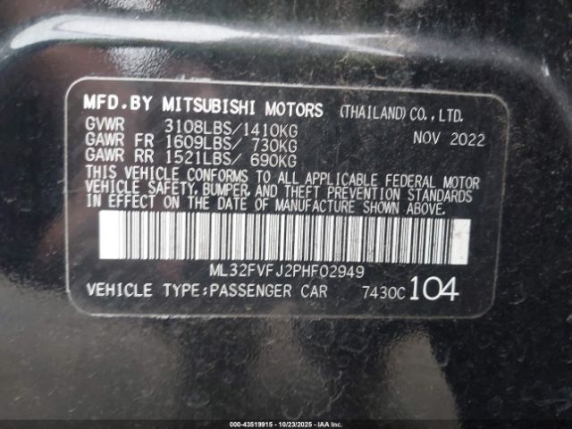 2023 MITSUBISHI MIRAGE G4 ML32FVFJ2PHF02949 Photo 8