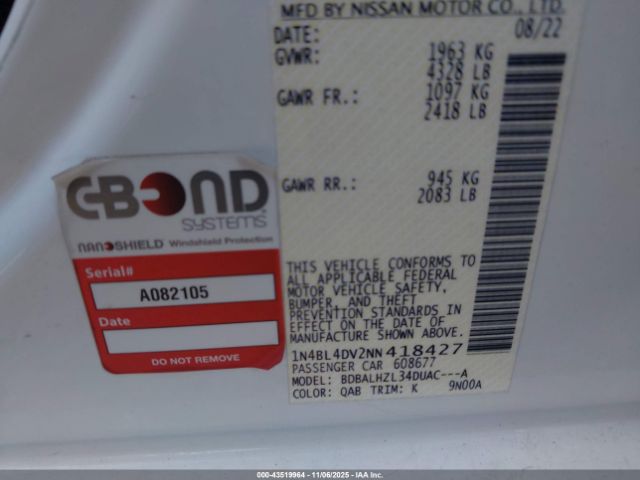 2022 NISSAN ALTIMA 1N4BL4DV2NN418427 Photo 8