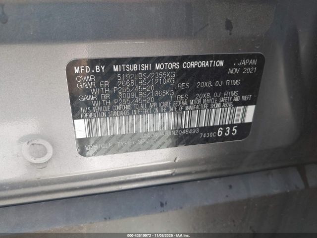 2022 MITSUBISHI OUTLANDER JA4J4UA8XNZ048493 Photo 8