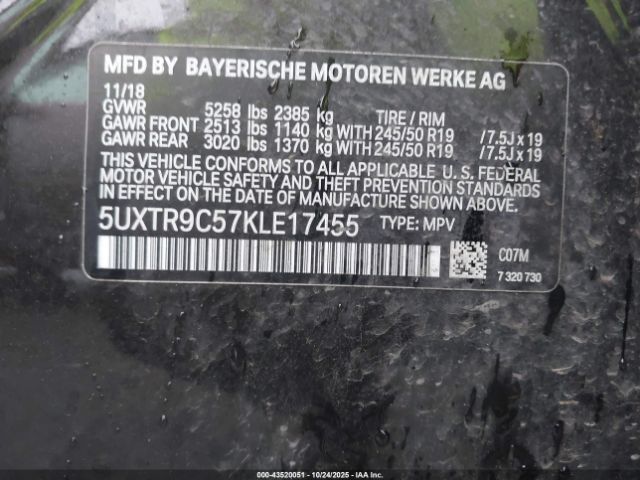 2019 BMW X3 5UXTR9C57KLE17455 Photo 8