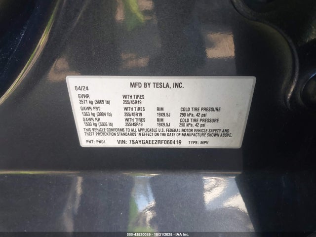 2024 TESLA MODEL Y 7SAYGAEE2RF060419 Photo 8