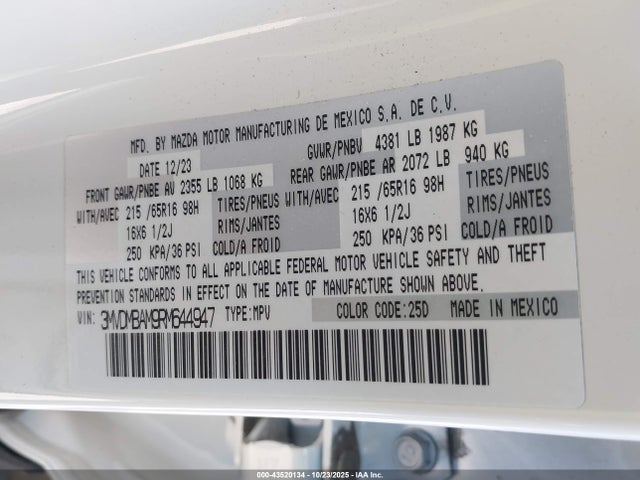 Aukcja sprzedaży 2024 Mazda Cx-30 2.5 S, vin: 3MVDMBAM9RM644947, numer aukcji: 43520134