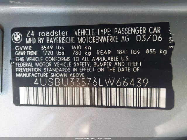 2006 BMW Z4 4USBU33576LW66439 Photo 8