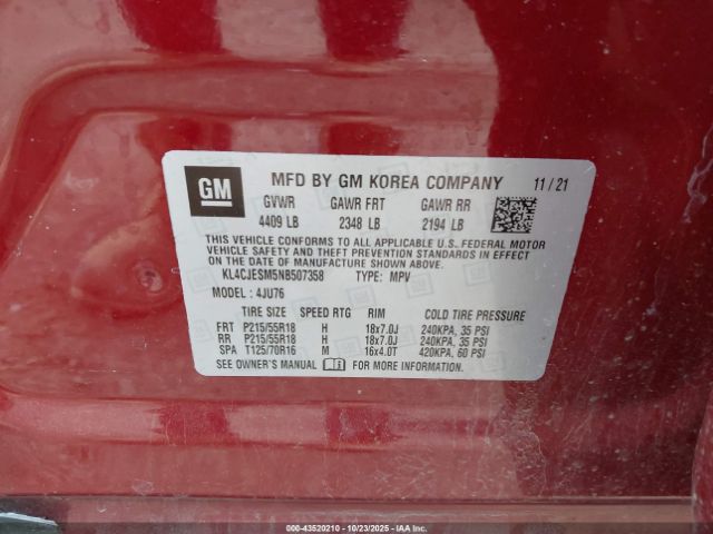 2022 BUICK ENCORE KL4CJESM5NB507358 Photo 8