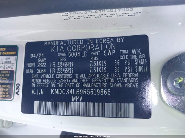 KNDC34LB9R5619866 KIA EV6 LIGHT