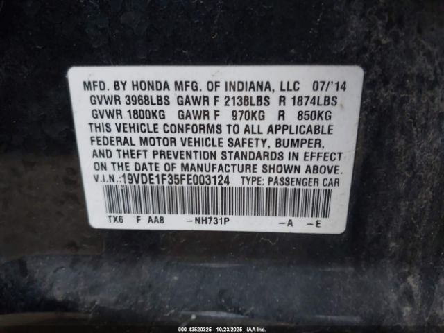 2015 ACURA ILX 19VDE1F35FE003124 Photo 8