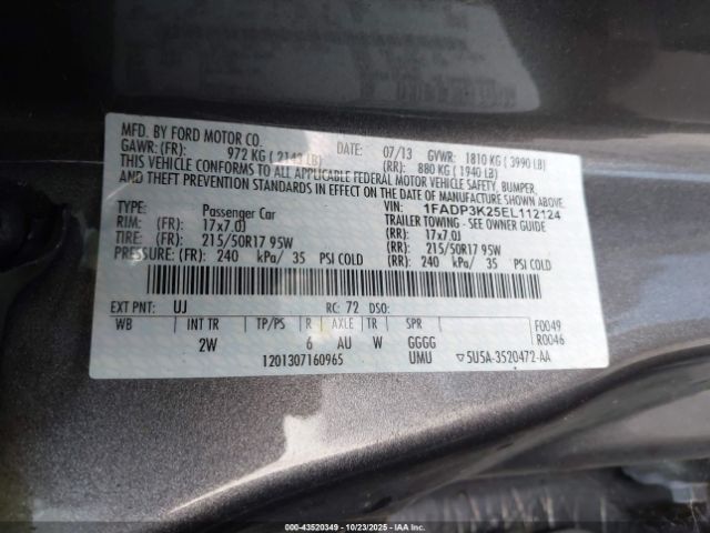 2014 FORD FOCUS 1FADP3K25EL112124 Photo 8