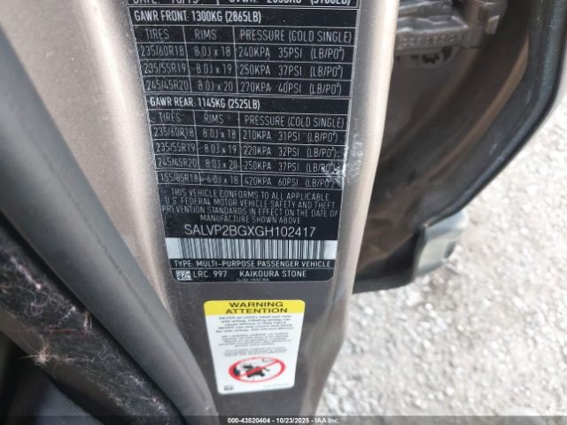 2016 LAND ROVER RANGE ROVER EVOQUE SALVP2BGXGH102417 Photo 8