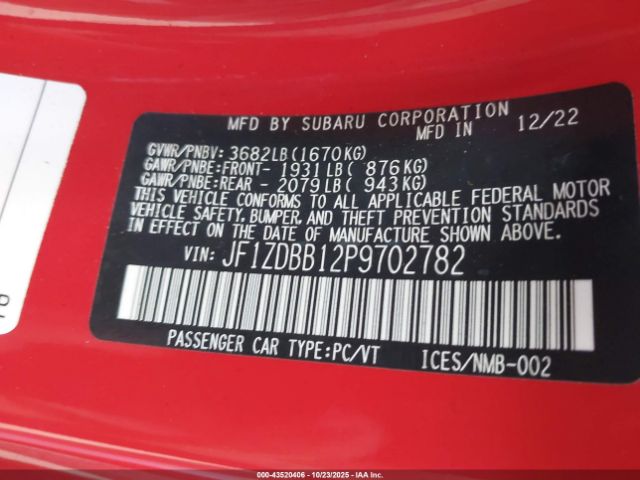 2023 SUBARU BRZ JF1ZDBB12P9702782 Photo 8