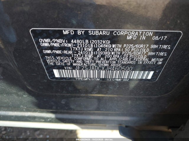 Subaru Forester 2.5i Premium 2018 JF2SJADCXJH460500 Image 9