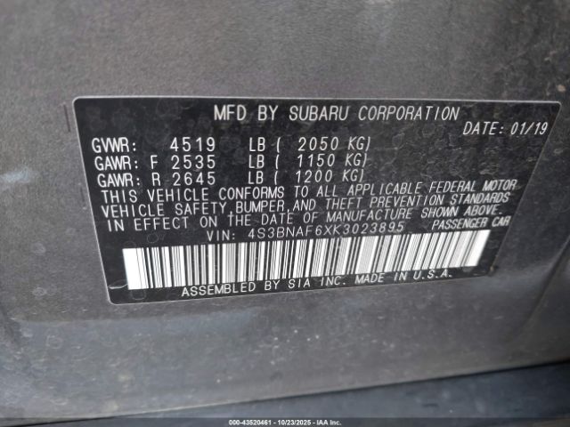 2019 SUBARU LEGACY 4S3BNAF6XK3023895 Photo 8