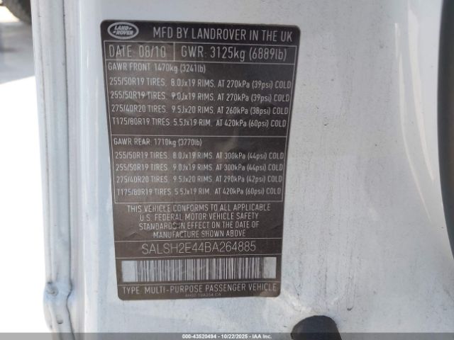 2011 LAND ROVER RANGE ROVER SPORT SALSH2E44BA264885 Photo 8