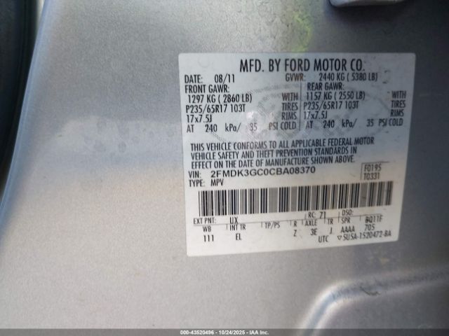 2012 FORD EDGE 2FMDK3GC0CBA08370 Photo 8