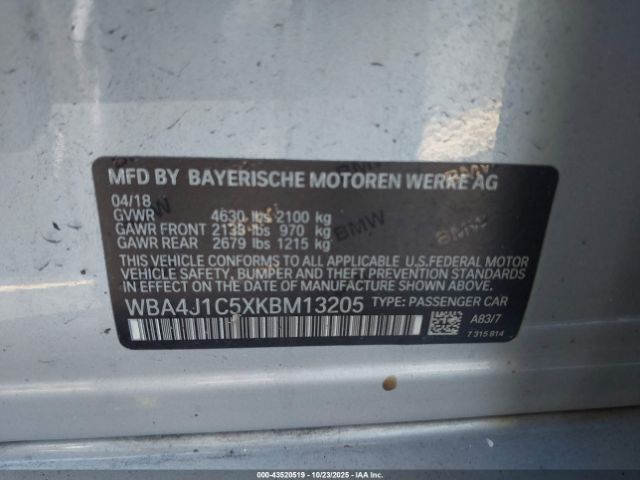 2019 BMW 430I GRAN COUPE WBA4J1C5XKBM13205 Photo 8