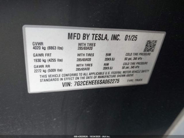 2025 TESLA CYBERTRUCK 7G2CEHEE6SA062275 Photo 8