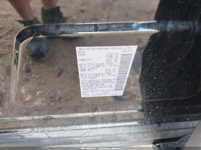 43520543 :رقم المزاد ، 5N1AL0MM7DC332915 vin ، 2013 Infiniti Jx35 مزاد بيع