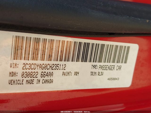 2012 DODGE CHALLENGER 2C3CDYAG0CH235112 Photo 8