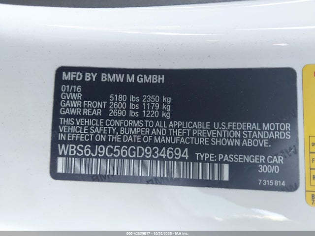 2016 BMW M6 WBS6J9C56GD934694 Photo 8