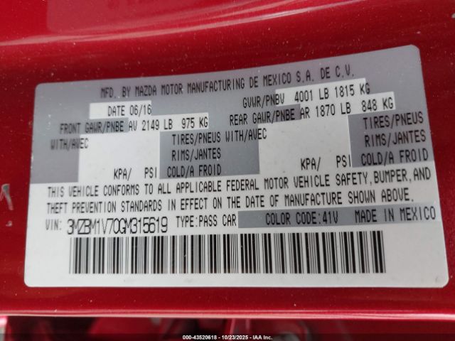 2016 MAZDA MAZDA3 3MZBM1V70GM315619 Photo 8