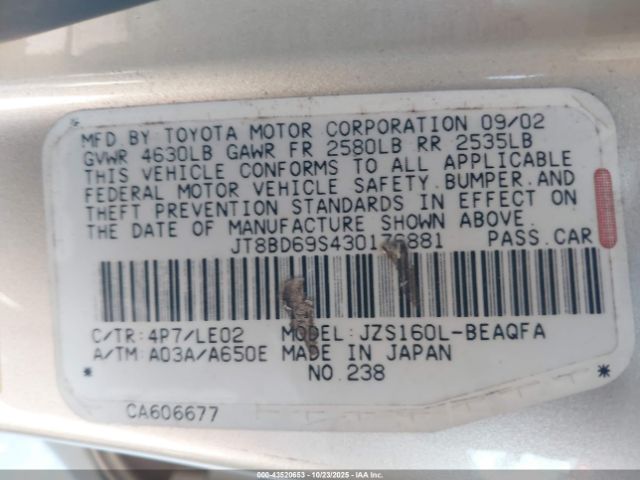 2003 LEXUS GS 300 JT8BD69S430176881 Photo 8