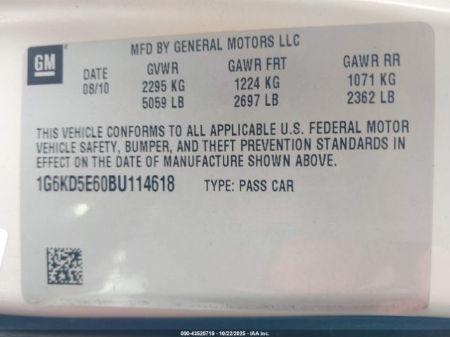 2011 CADILLAC DTS 1G6KD5E60BU114618 Photo 8