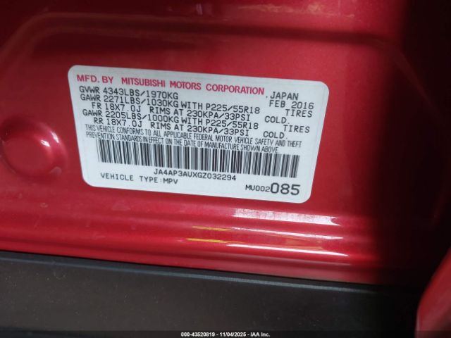 2016 MITSUBISHI OUTLANDER SPORT JA4AP3AUXGZ032294 Photo 8