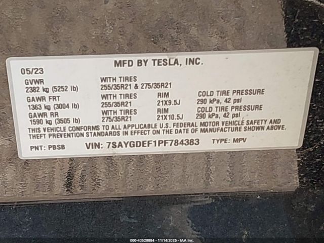 2023 TESLA MODEL Y 7SAYGDEF1PF784383 Photo 8