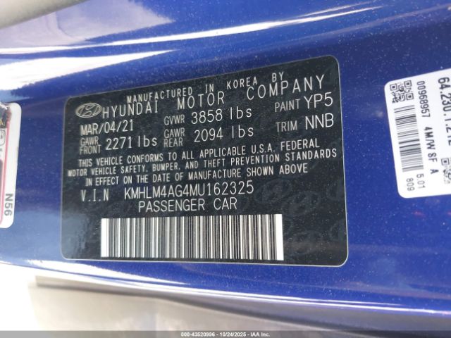 2021 HYUNDAI ELANTRA KMHLM4AG4MU162325 Photo 8