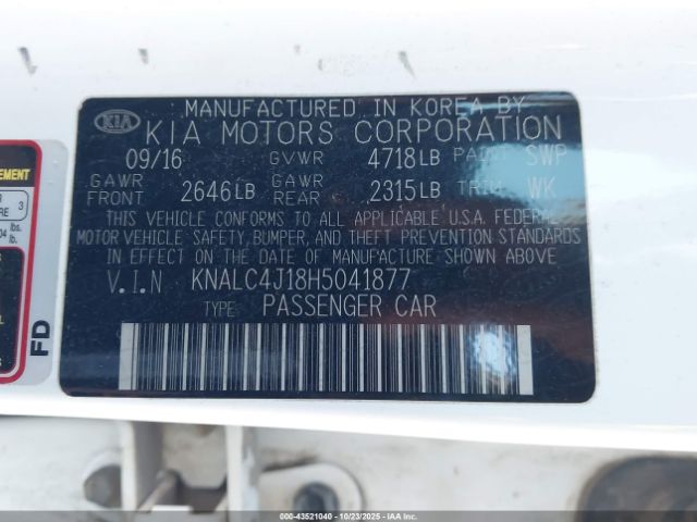 2017 KIA CADENZA KNALC4J18H5041877 Photo 8