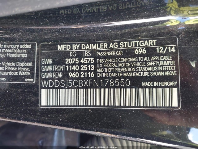 Продажа на аукционе авто 2015 Mercedes-benz Cla 45 Amg 4matic, vin: WDDSJ5CBXFN178550, номер лота: 43521060
