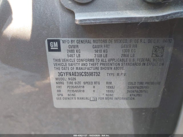 2012 CADILLAC SRX 3GYFNAE39CS598732 Photo 8