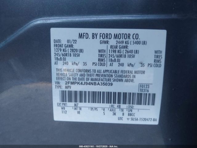 2022 FORD EDGE 2FMPK4J94NBA35039 Photo 8
