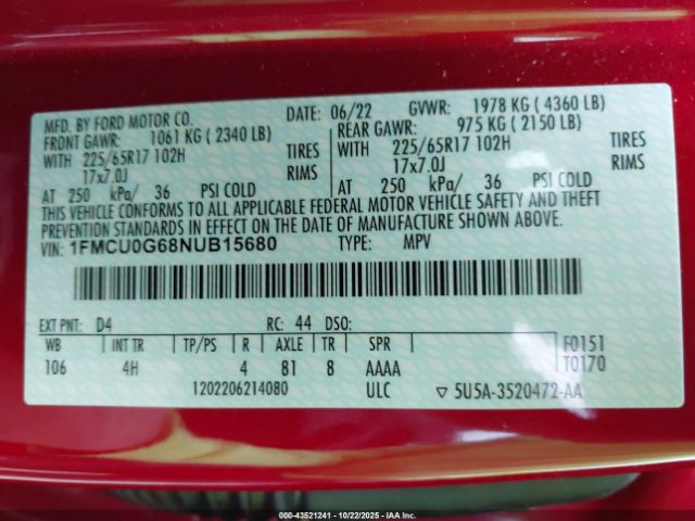 2022 FORD ESCAPE 1FMCU0G68NUB15680 Photo 8