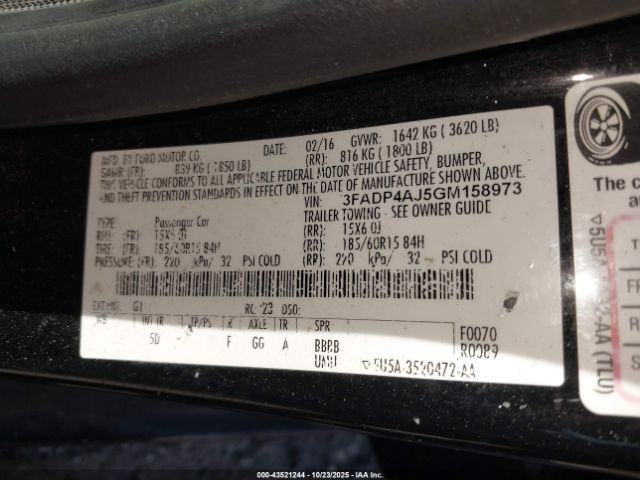 2016 FORD FIESTA 3FADP4AJ5GM158973 Photo 8
