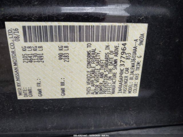 2017 NISSAN MAXIMA 1N4AA6AP4HC377964 Photo 8