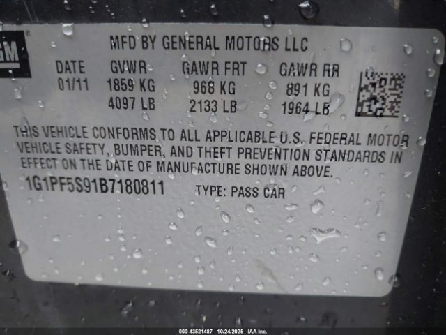 2011 CHEVROLET CRUZE 1G1PF5S91B7180811 Photo 8