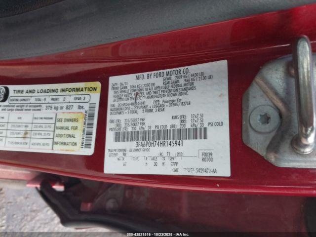 2017 FORD FUSION 3FA6P0H74HR145941 Photo 8