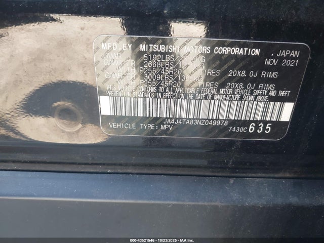 2022 MITSUBISHI OUTLANDER JA4J4TA83NZ049978 Photo 8