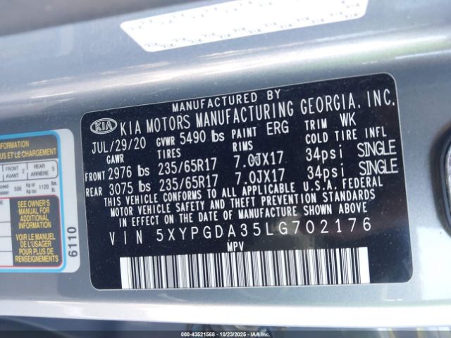 2020 KIA SORENTO 5XYPGDA35LG702176 Photo 8