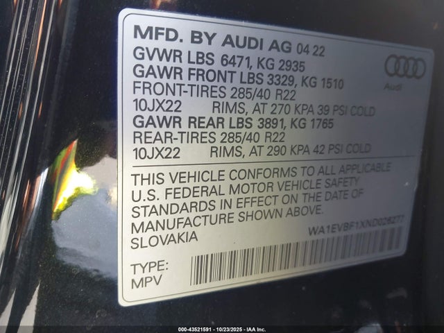 2022 AUDI Q8 WA1EVBF1XND026277 Photo 8